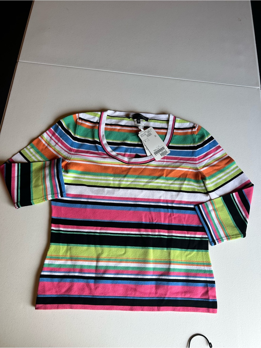 Les Copains Multicolor Striped Short Sleeve Crewneck Top